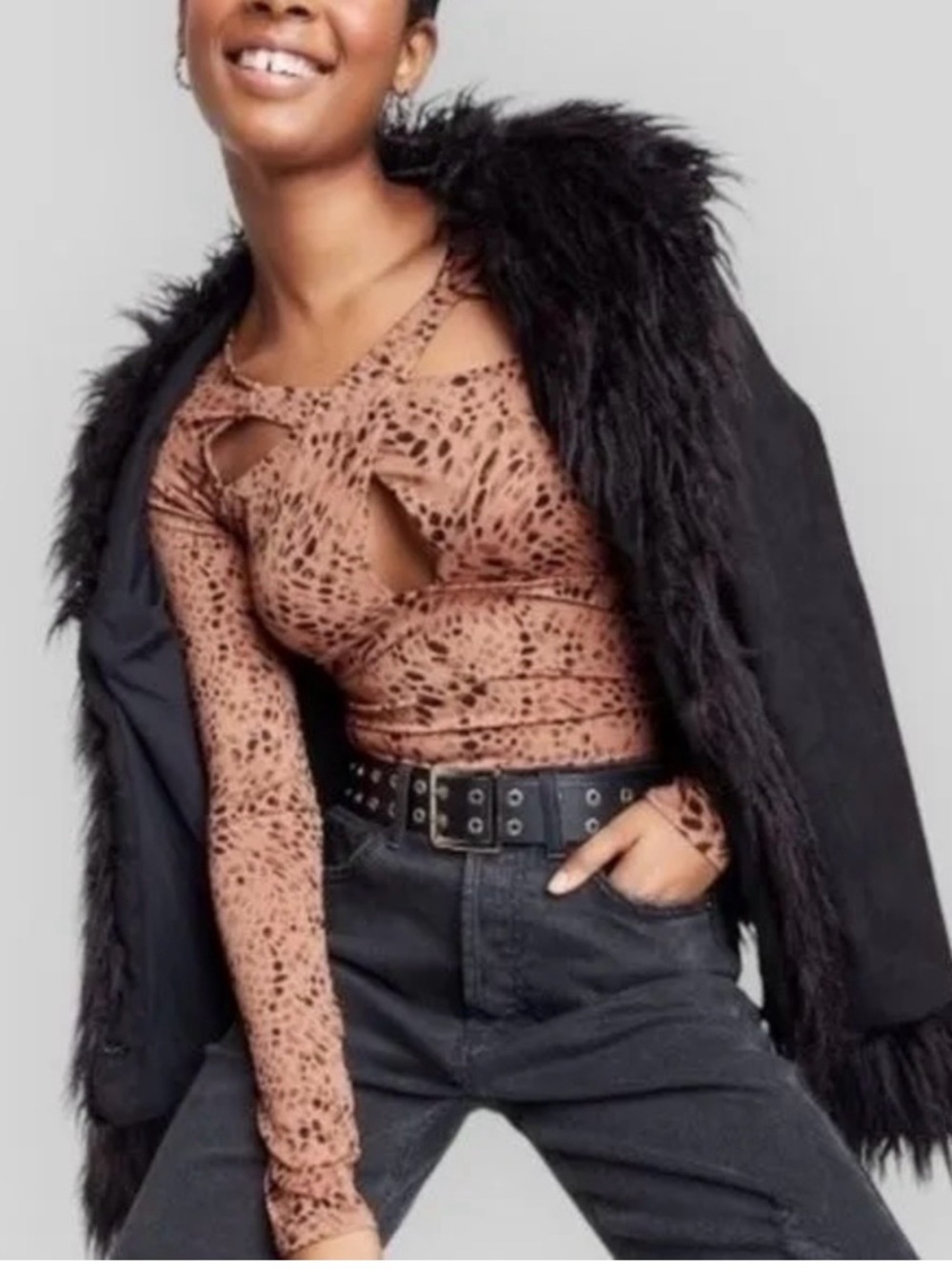 NWT Wild Fable Leopard print cross top bodysuit Brown XXS